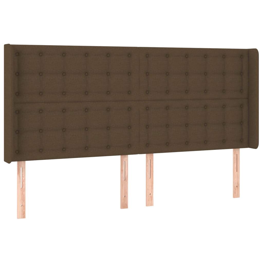 Hoofdbord met randen 203x16x118/128 cm stof donkerbruin is nu te koop bij PeponiXL, paradijselijk wonen!
