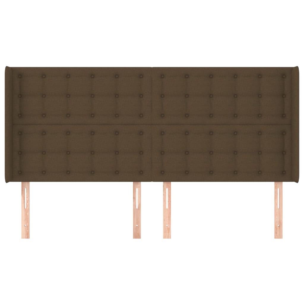 Hoofdbord met randen 203x16x118/128 cm stof donkerbruin is nu te koop bij PeponiXL, paradijselijk wonen!