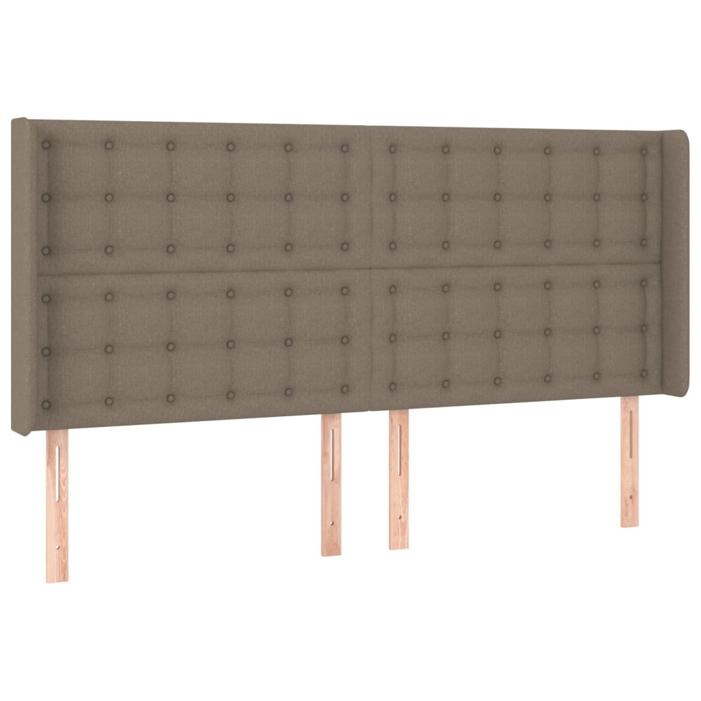 Hoofdbord met randen 203x16x118/128 cm stof taupe is nu te koop bij PeponiXL, paradijselijk wonen!