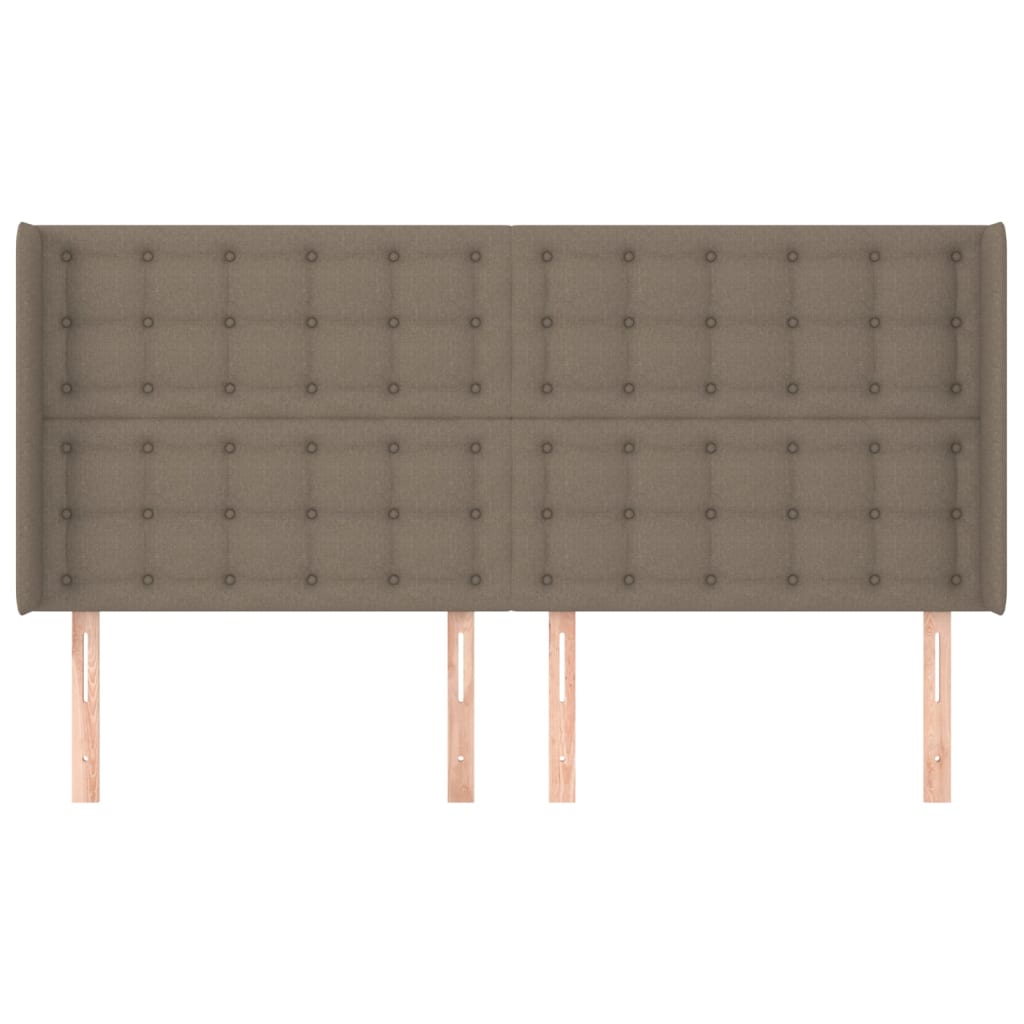 Hoofdbord met randen 203x16x118/128 cm stof taupe is nu te koop bij PeponiXL, paradijselijk wonen!