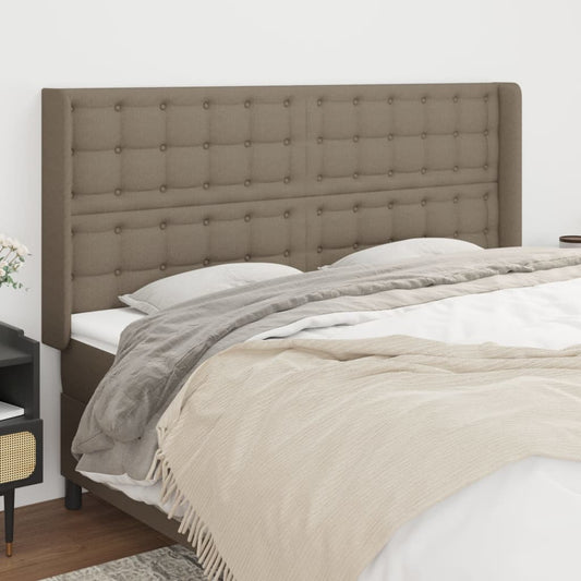 Hoofdbord met randen 203x16x118/128 cm stof taupe is nu te koop bij PeponiXL, paradijselijk wonen!