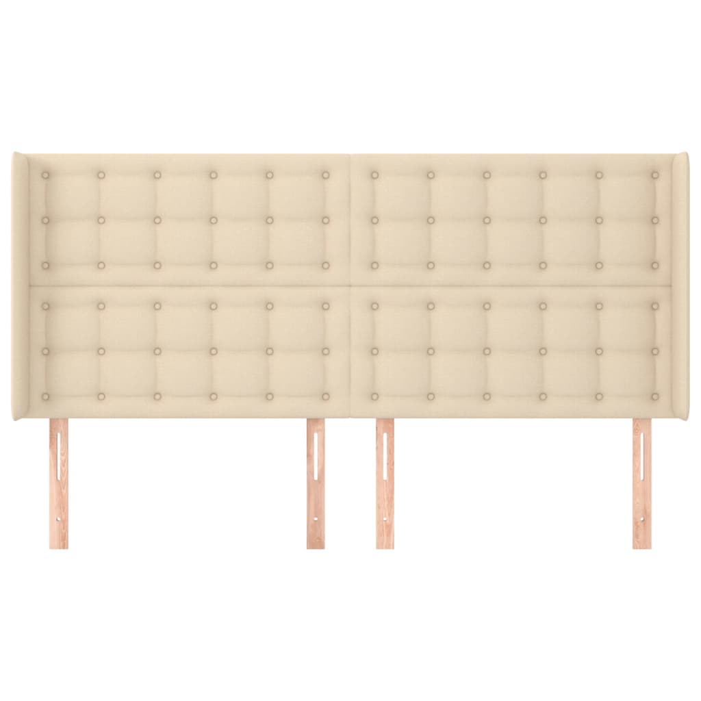 Hoofdbord met randen 203x16x118/128 cm stof crèmekleurig is nu te koop bij PeponiXL, paradijselijk wonen!