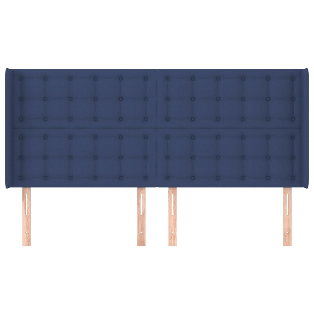 Hoofdbord met randen 203x16x118/128 cm stof blauw is nu te koop bij PeponiXL, paradijselijk wonen!