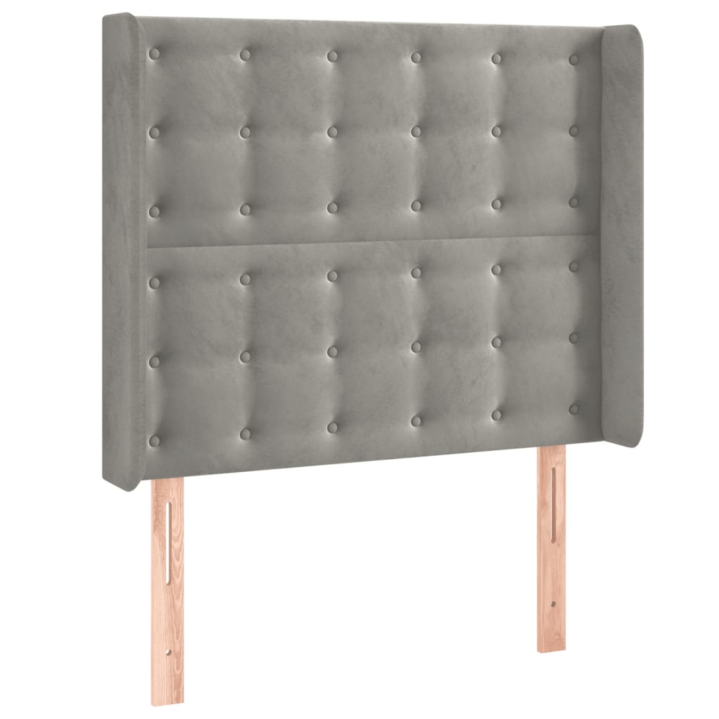 Hoofdbord met randen 83x16x118/128 cm fluweel lichtgrijs is nu te koop bij PeponiXL, paradijselijk wonen!