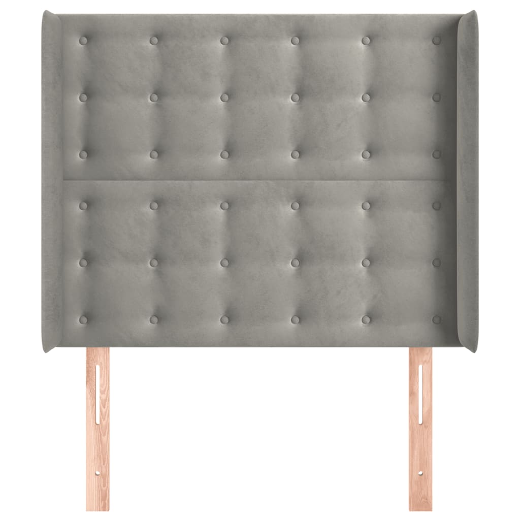 Hoofdbord met randen 83x16x118/128 cm fluweel lichtgrijs is nu te koop bij PeponiXL, paradijselijk wonen!