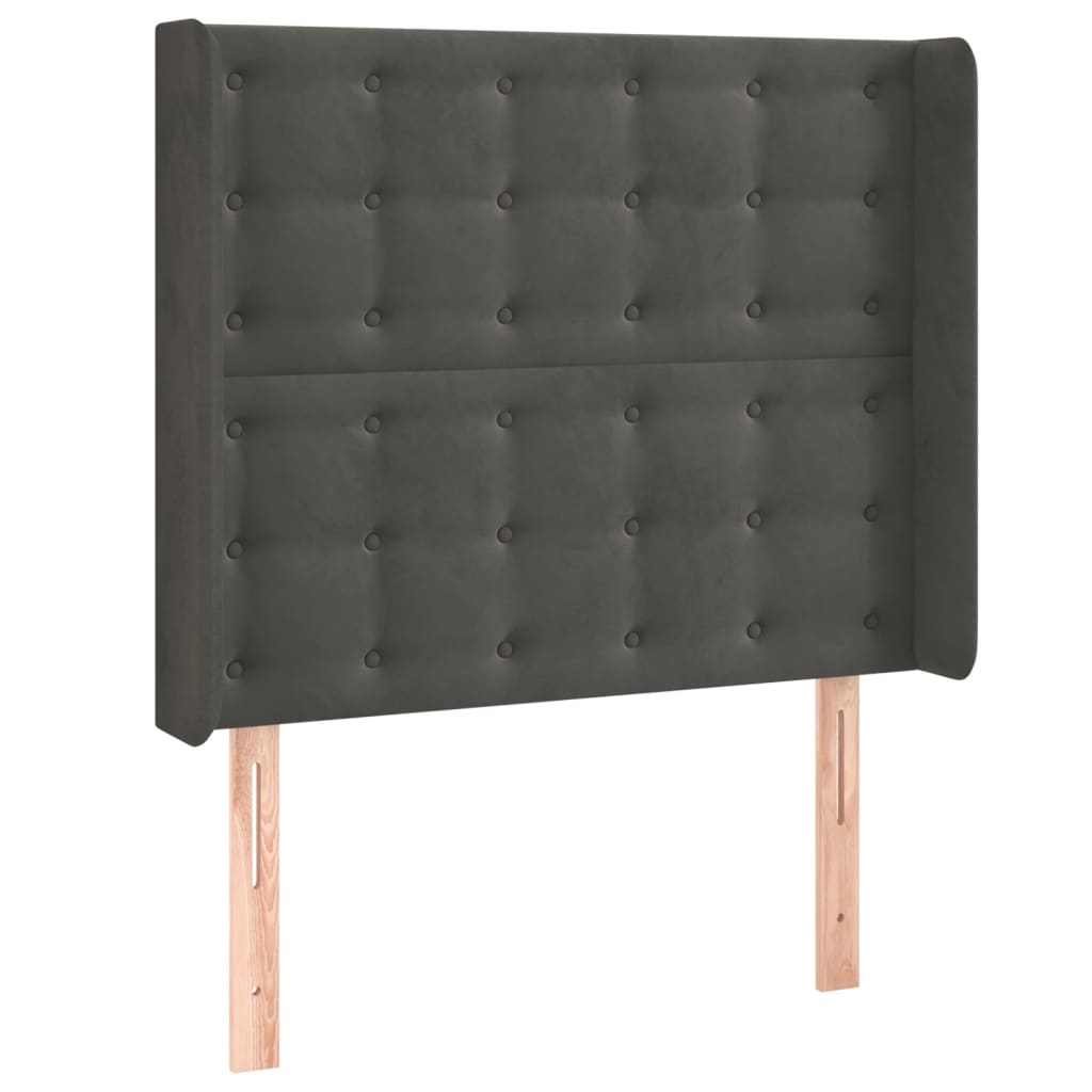 Hoofdbord met randen 83x16x118/128 cm fluweel donkergrijs is nu te koop bij PeponiXL, paradijselijk wonen!
