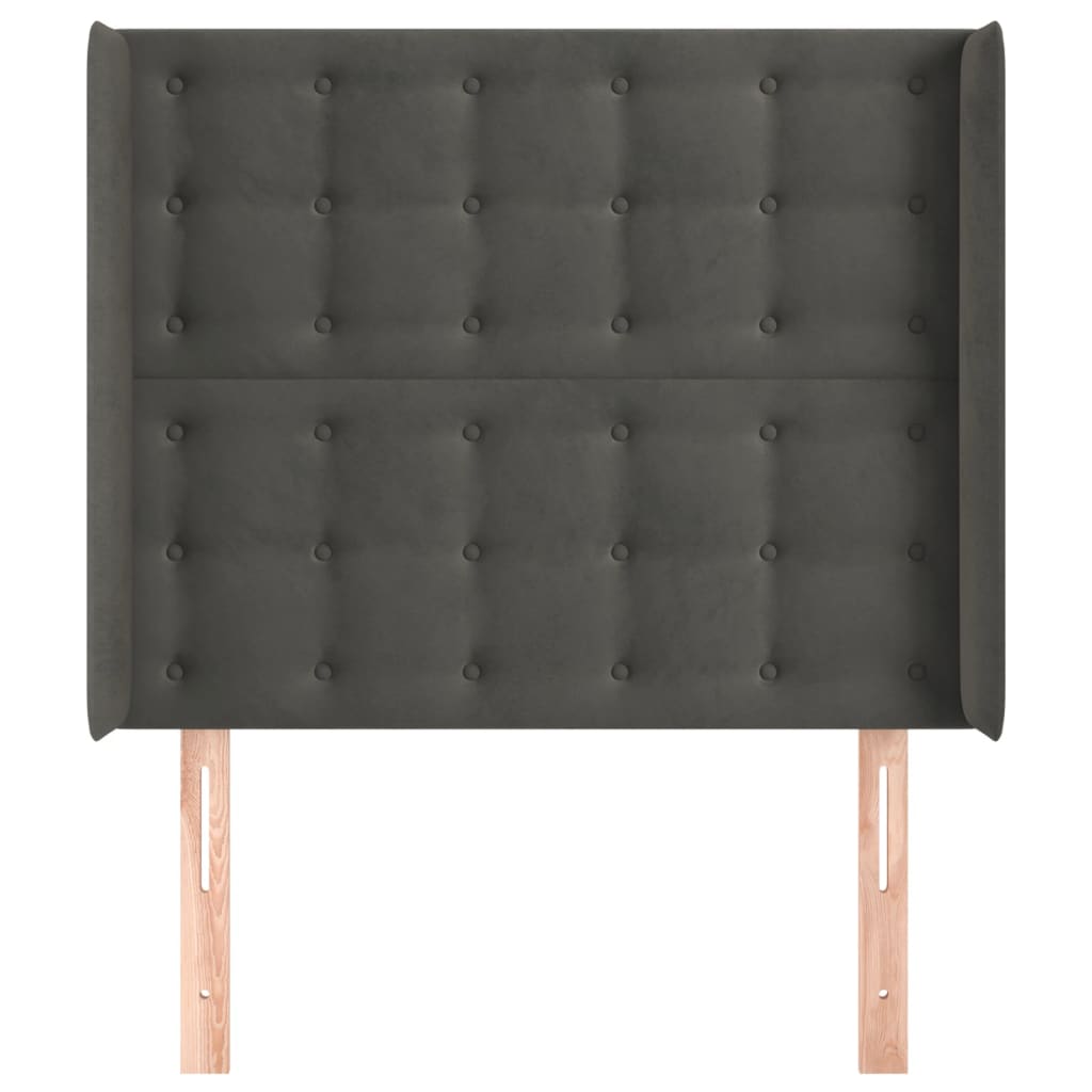 Hoofdbord met randen 83x16x118/128 cm fluweel donkergrijs is nu te koop bij PeponiXL, paradijselijk wonen!