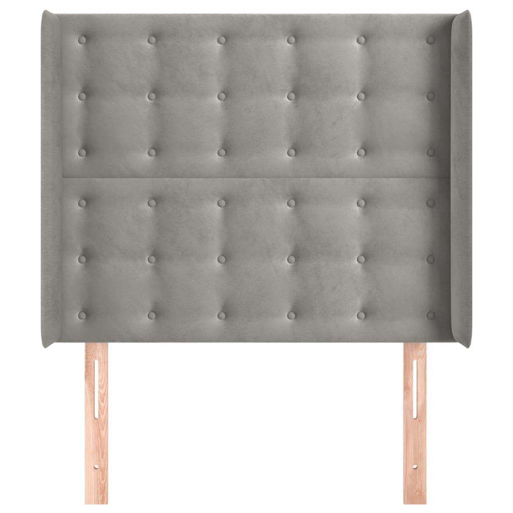 Hoofdbord met randen 93x16x118/128 cm fluweel lichtgrijs is nu te koop bij PeponiXL, paradijselijk wonen!