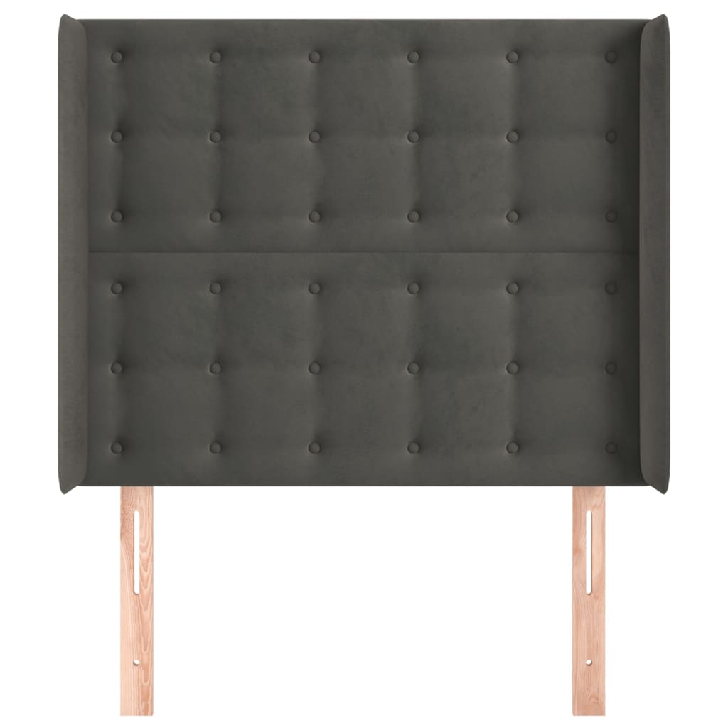 Hoofdbord met randen 93x16x118/128 cm fluweel donkergrijs is nu te koop bij PeponiXL, paradijselijk wonen!
