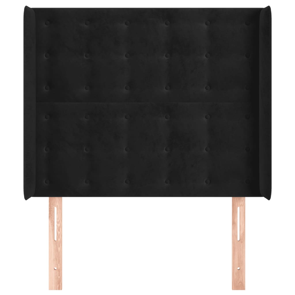Hoofdbord met randen 103x16x118/128 cm fluweel zwart is nu te koop bij PeponiXL, paradijselijk wonen!