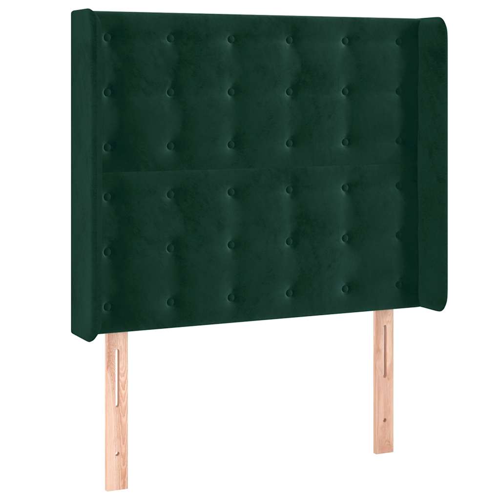 Hoofdbord met randen 103x16x118/128 cm fluweel donkergroen is nu te koop bij PeponiXL, paradijselijk wonen!