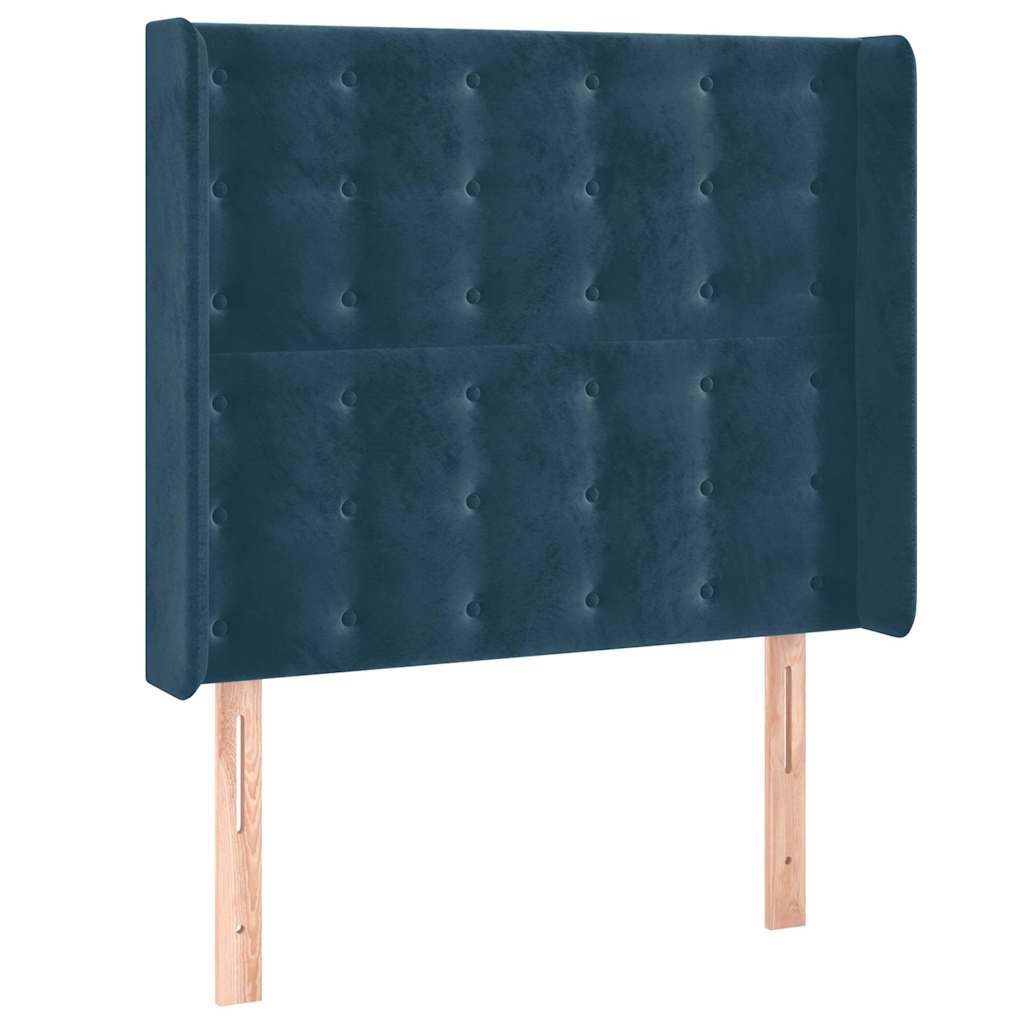 Hoofdbord met randen 103x16x118/128 cm fluweel donkerblauw is nu te koop bij PeponiXL, paradijselijk wonen!