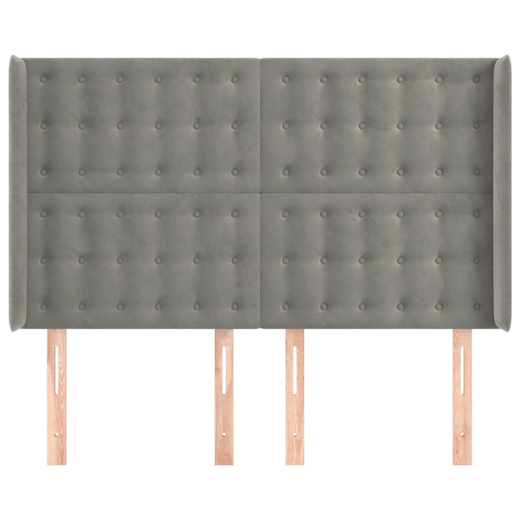 Hoofdbord met randen 147x16x118/128 cm fluweel lichtgrijs is nu te koop bij PeponiXL, paradijselijk wonen!