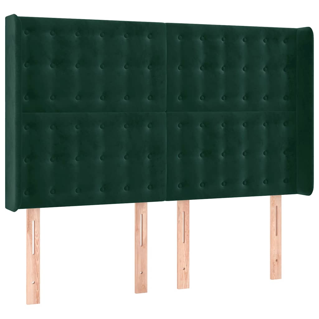 Hoofdbord met randen 147x16x118/128 cm fluweel donkergroen is nu te koop bij PeponiXL, paradijselijk wonen!