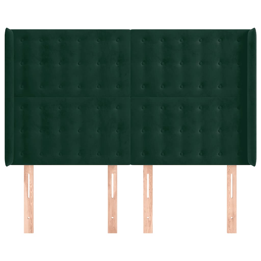 Hoofdbord met randen 147x16x118/128 cm fluweel donkergroen is nu te koop bij PeponiXL, paradijselijk wonen!