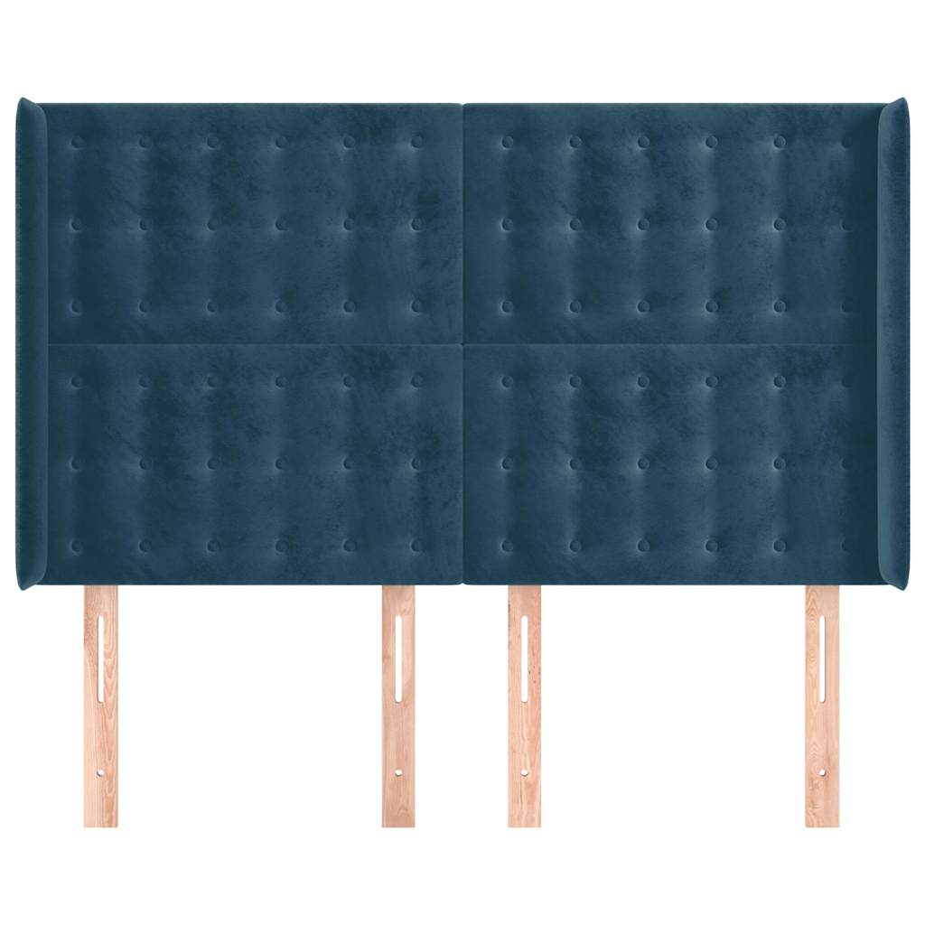 Hoofdbord met randen 147x16x118/128 cm fluweel donkerblauw is nu te koop bij PeponiXL, paradijselijk wonen!