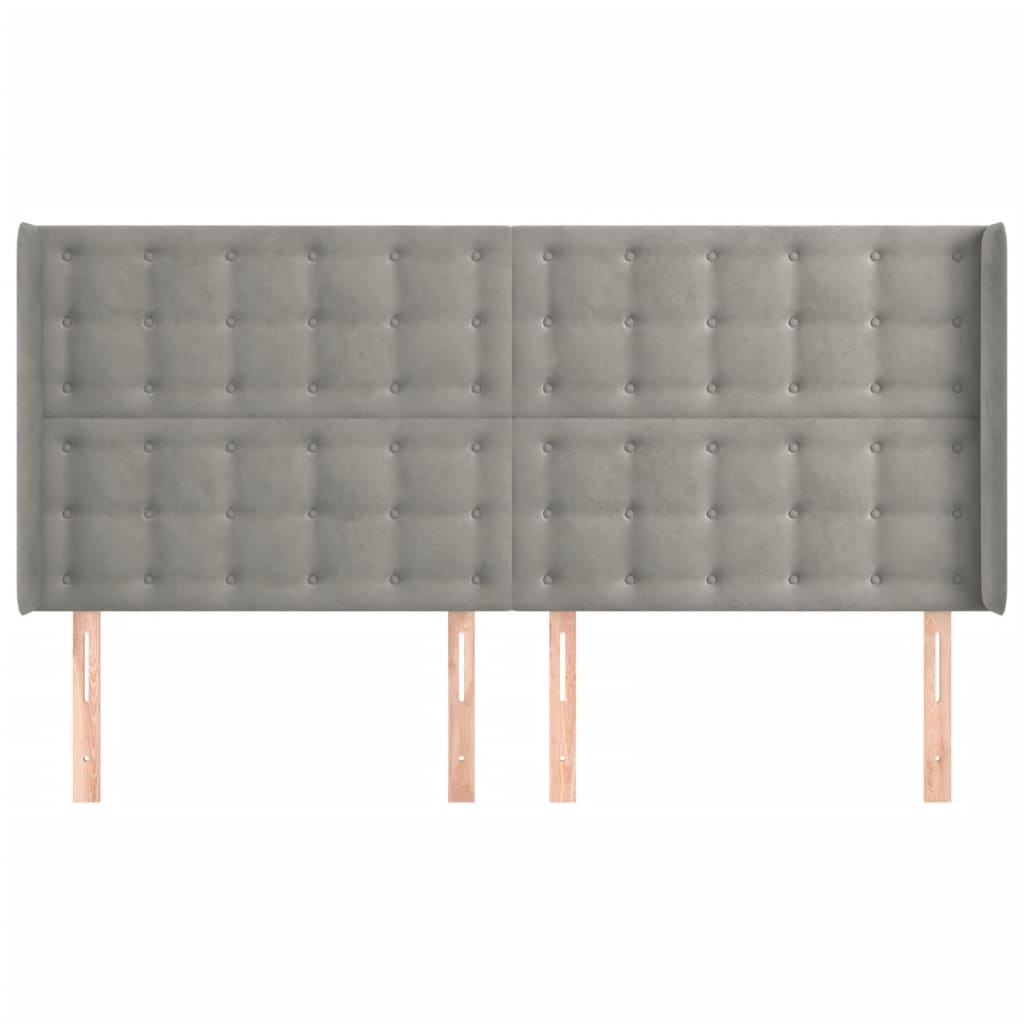 Hoofdbord met randen 163x16x118/128 cm fluweel lichtgrijs is nu te koop bij PeponiXL, paradijselijk wonen!