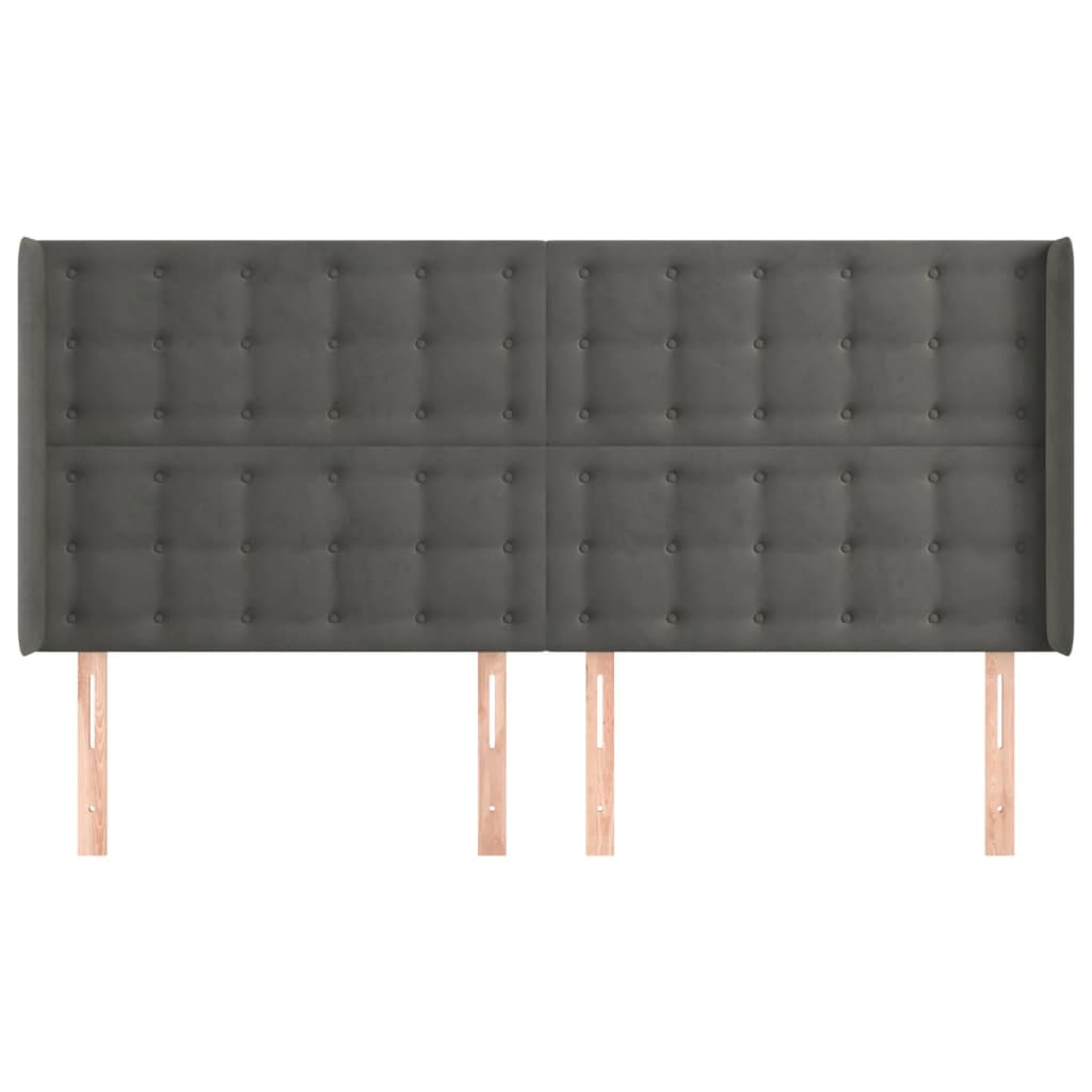 Hoofdbord met randen 163x16x118/128 cm fluweel donkergrijs is nu te koop bij PeponiXL, paradijselijk wonen!