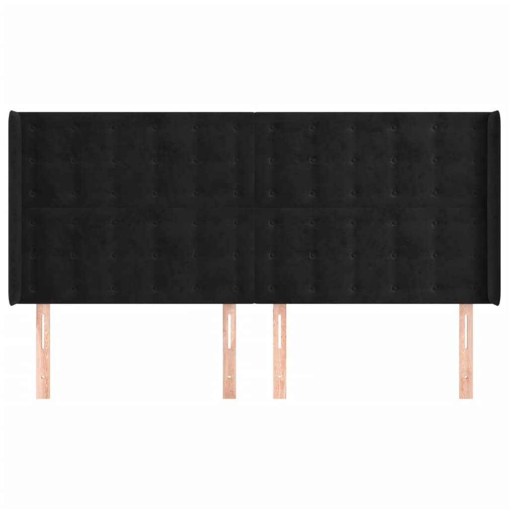 Hoofdbord met randen 163x16x118/128 cm fluweel zwart is nu te koop bij PeponiXL, paradijselijk wonen!