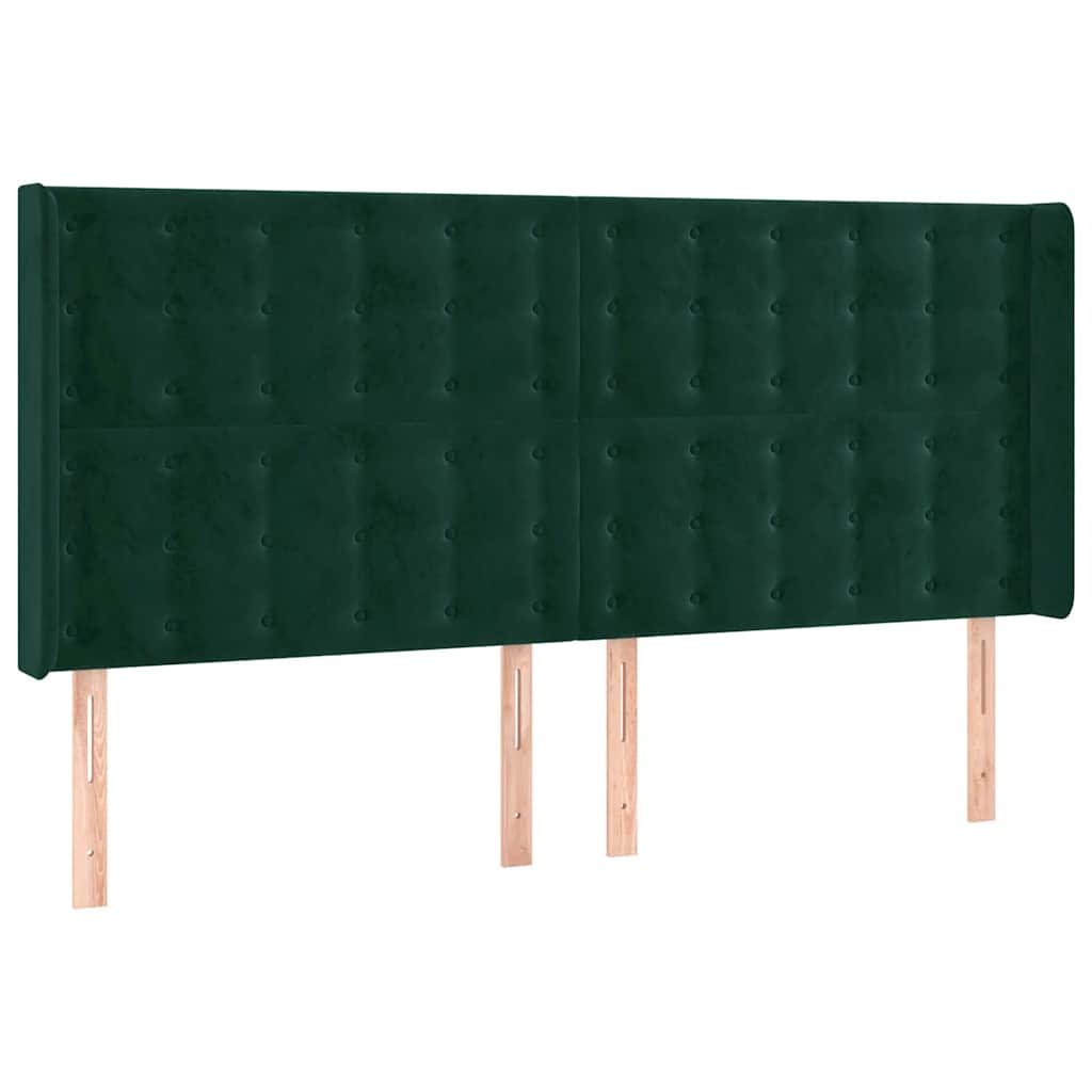 Hoofdbord met randen 163x16x118/128 cm fluweel donkergroen is nu te koop bij PeponiXL, paradijselijk wonen!