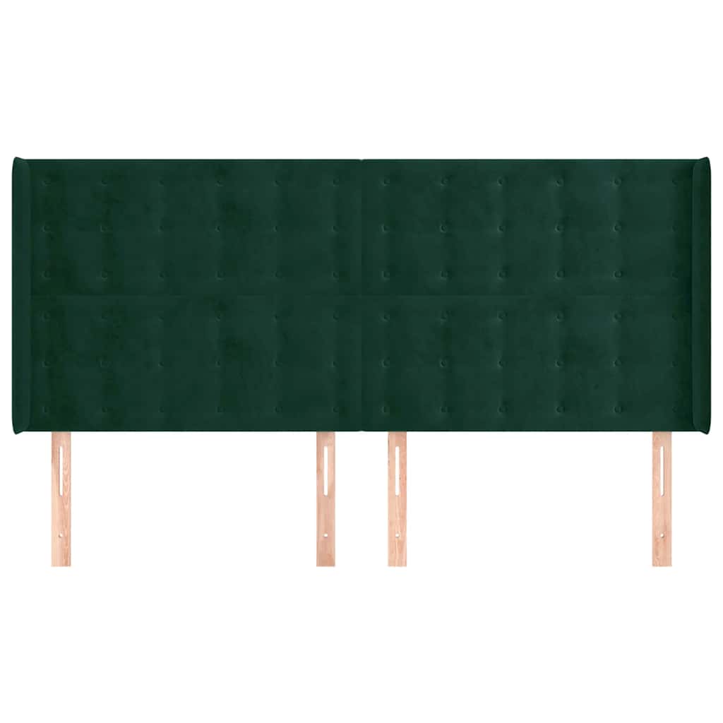 Hoofdbord met randen 163x16x118/128 cm fluweel donkergroen is nu te koop bij PeponiXL, paradijselijk wonen!