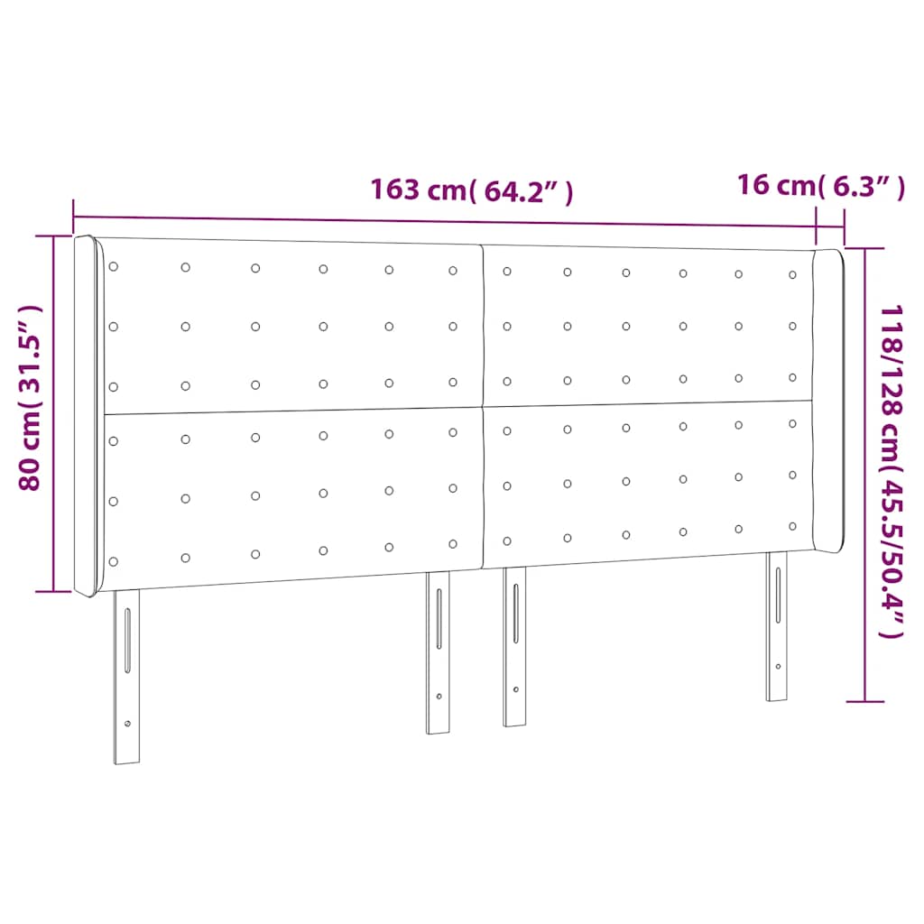 Hoofdbord met randen 163x16x118/128 cm fluweel donkergroen is nu te koop bij PeponiXL, paradijselijk wonen!