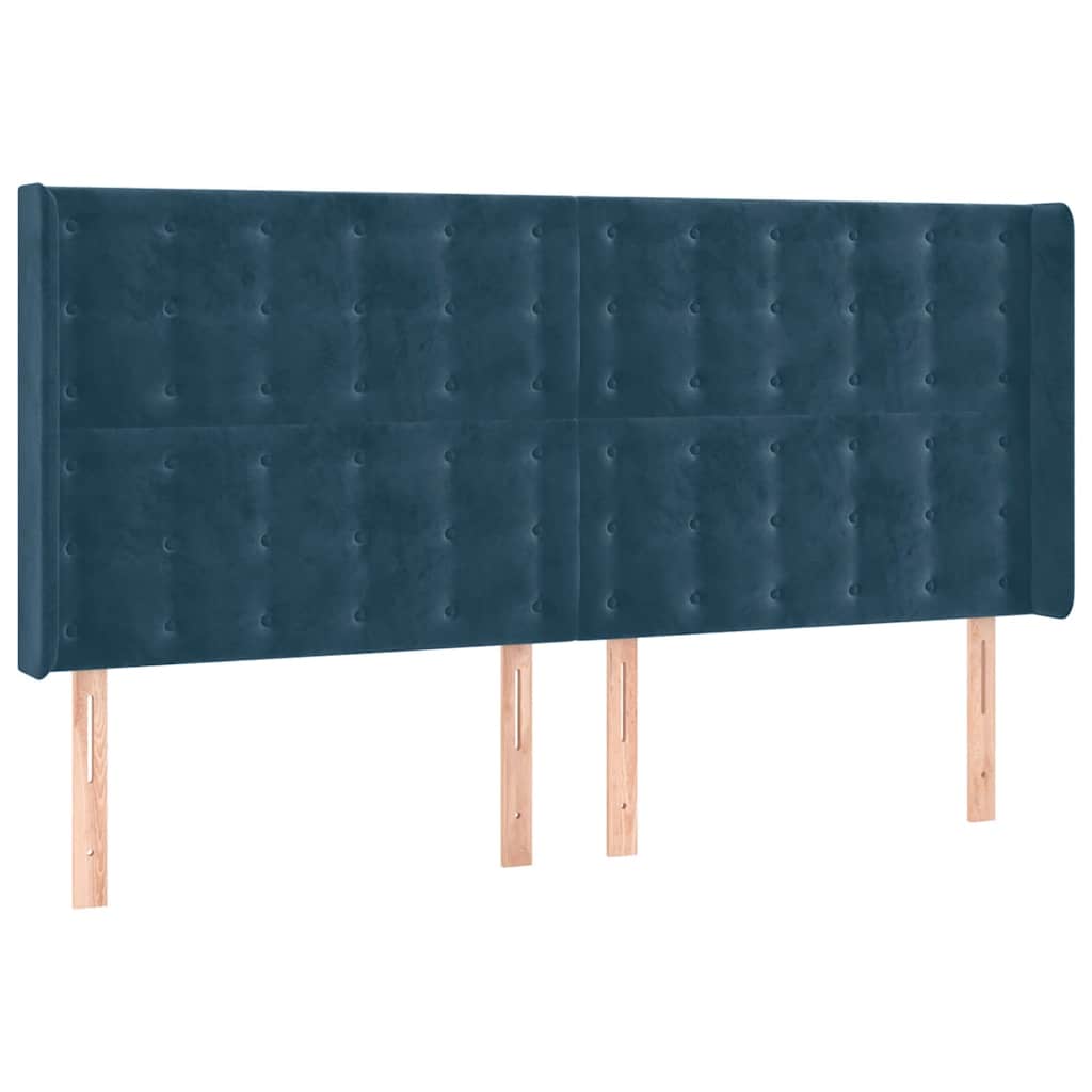 Hoofdbord met randen 163x16x118/128 cm fluweel donkerblauw is nu te koop bij PeponiXL, paradijselijk wonen!