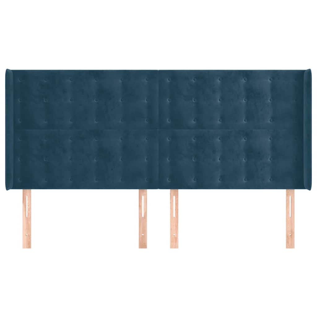 Hoofdbord met randen 163x16x118/128 cm fluweel donkerblauw is nu te koop bij PeponiXL, paradijselijk wonen!