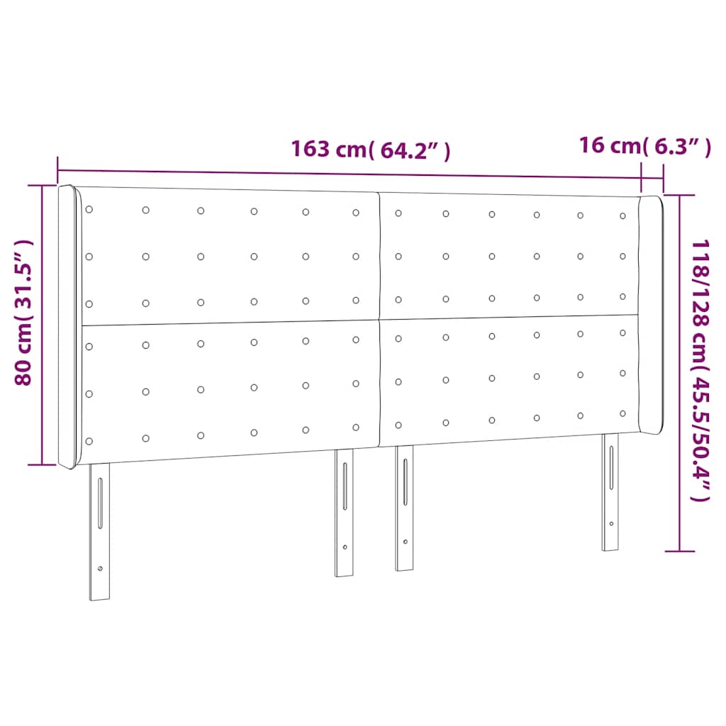Hoofdbord met randen 163x16x118/128 cm fluweel donkerblauw is nu te koop bij PeponiXL, paradijselijk wonen!