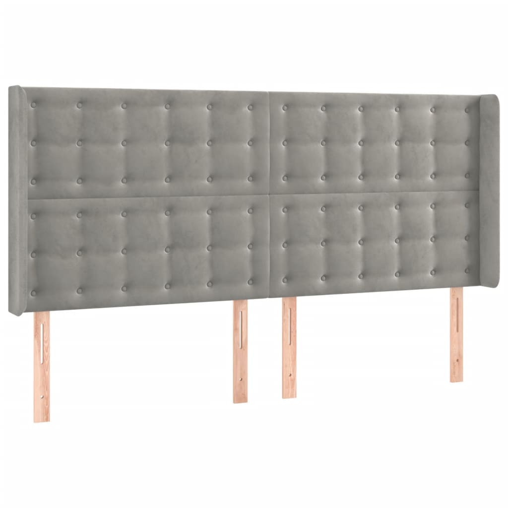 Hoofdbord met randen 183x16x118/128 cm fluweel lichtgrijs is nu te koop bij PeponiXL, paradijselijk wonen!