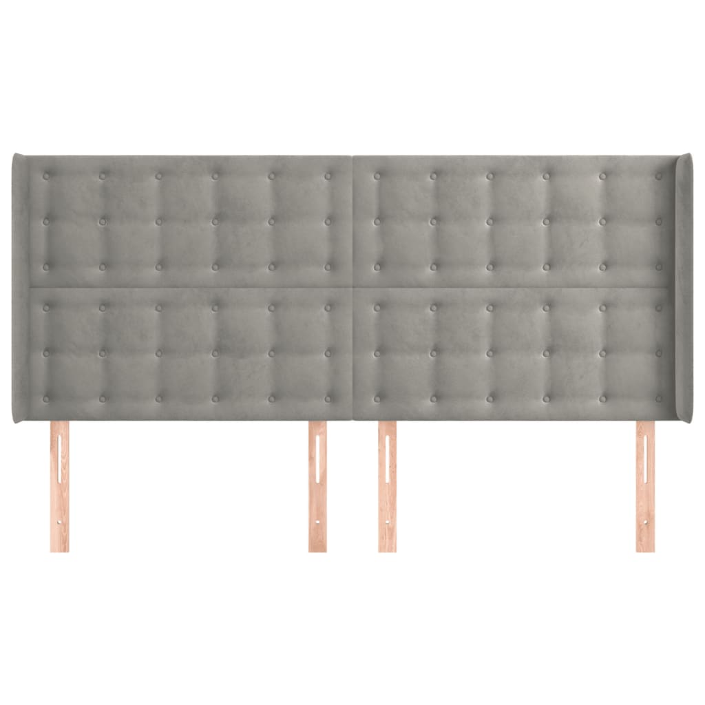 Hoofdbord met randen 183x16x118/128 cm fluweel lichtgrijs is nu te koop bij PeponiXL, paradijselijk wonen!