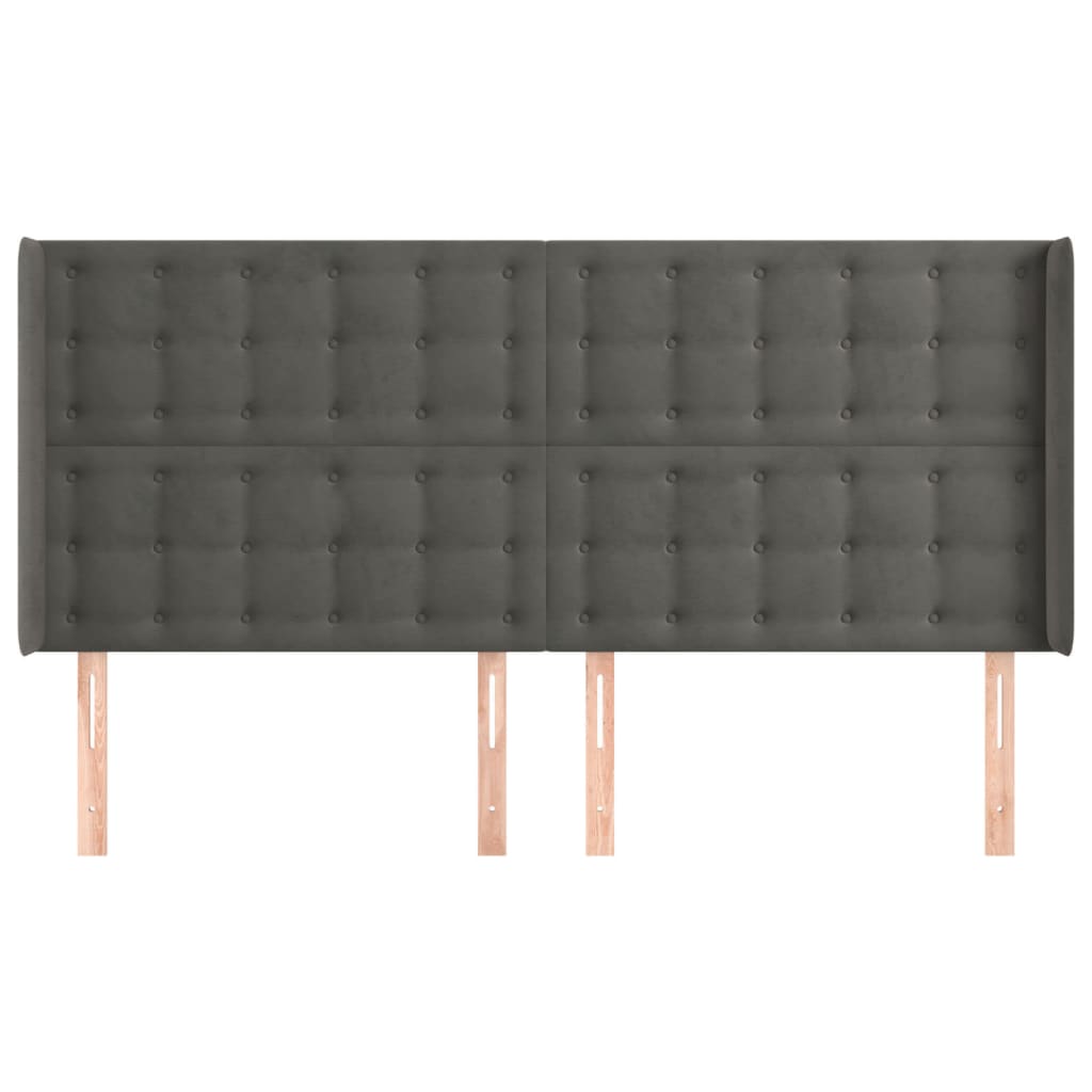 Hoofdbord met randen 183x16x118/128 cm fluweel donkergrijs is nu te koop bij PeponiXL, paradijselijk wonen!
