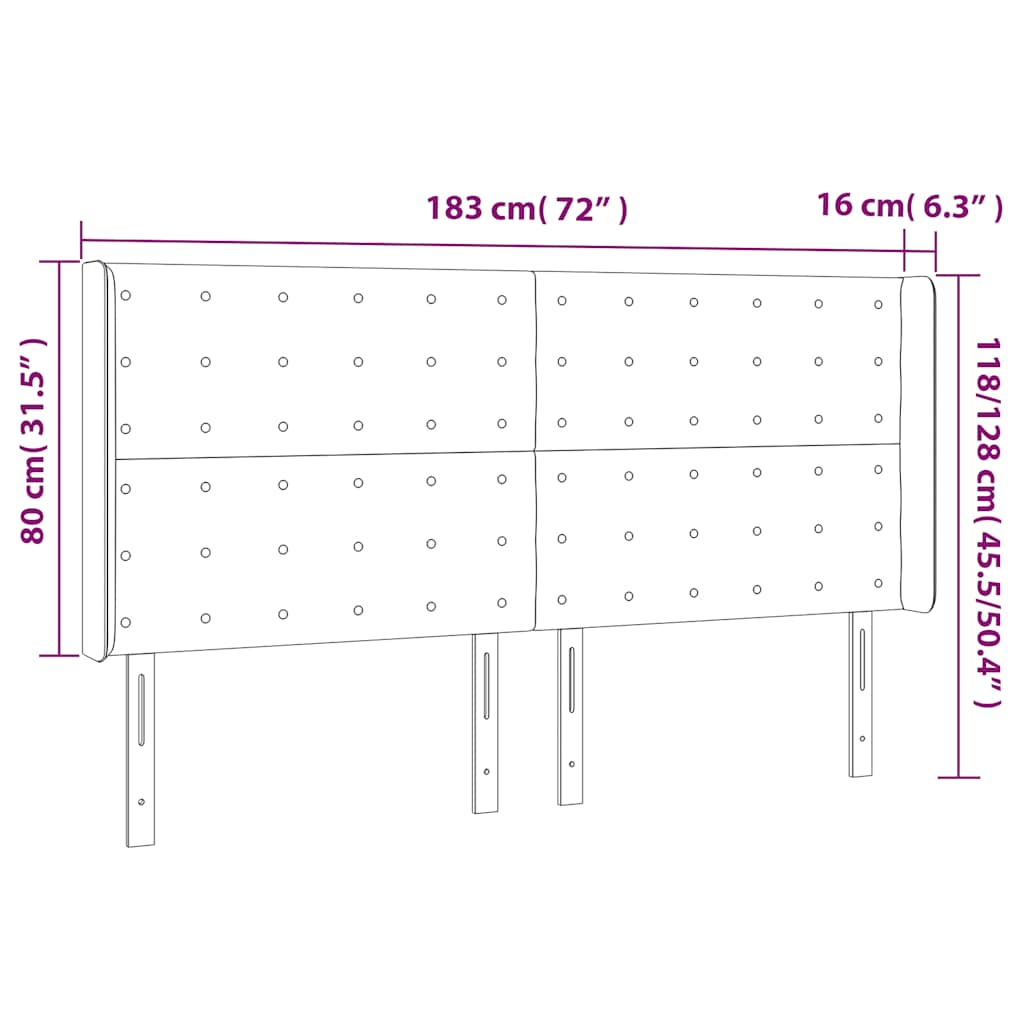 Hoofdbord met randen 183x16x118/128 cm fluweel donkergroen is nu te koop bij PeponiXL, paradijselijk wonen!