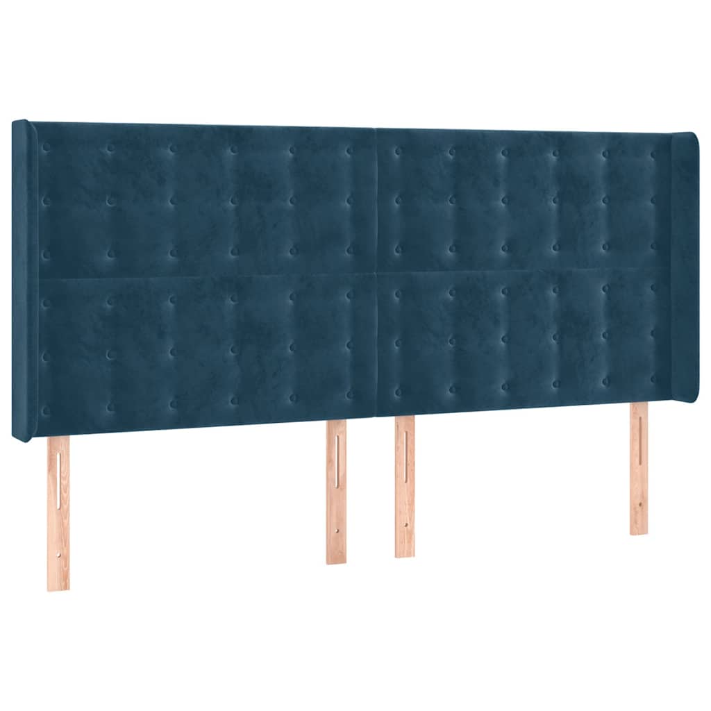 Hoofdbord met randen 183x16x118/128 cm fluweel donkerblauw is nu te koop bij PeponiXL, paradijselijk wonen!