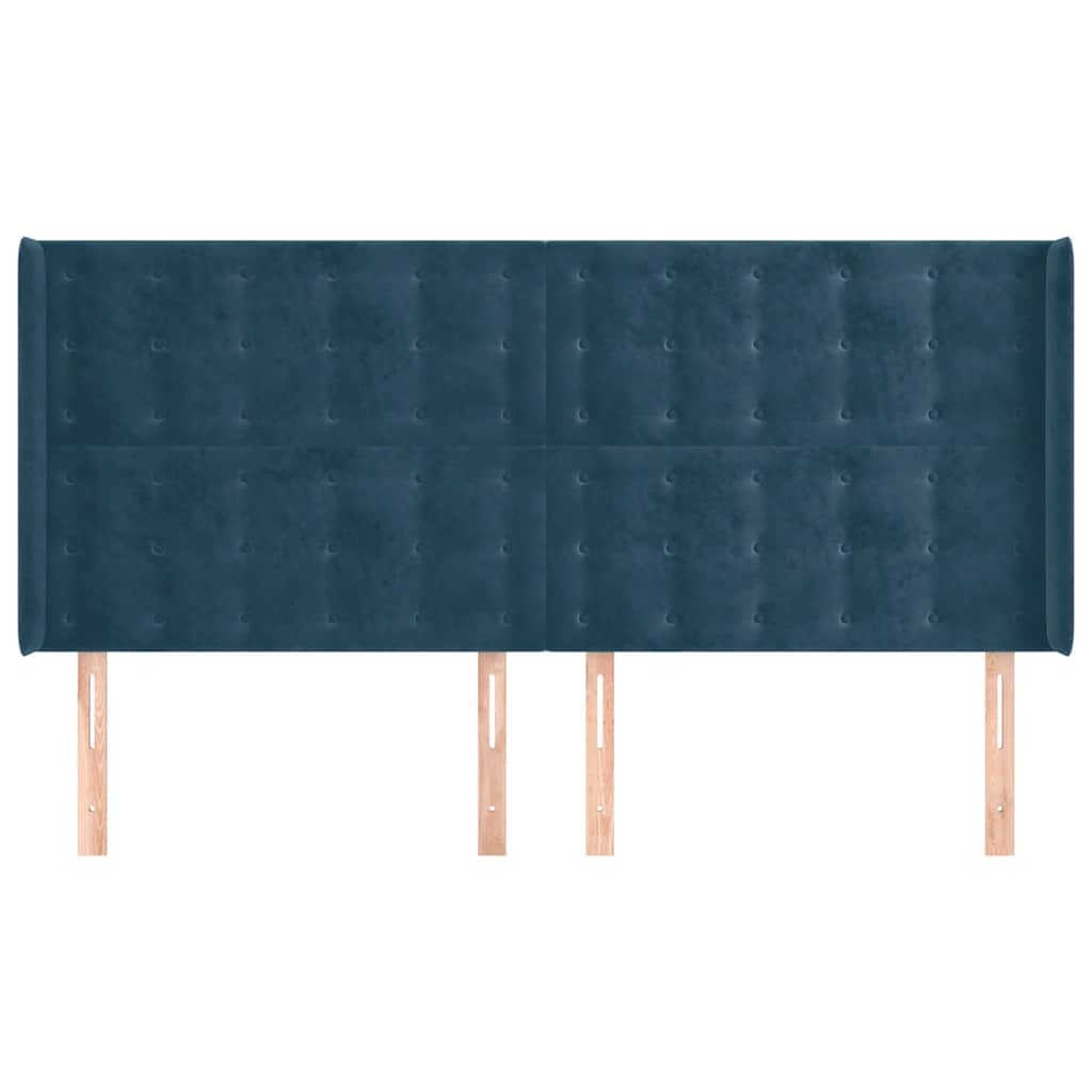 Hoofdbord met randen 183x16x118/128 cm fluweel donkerblauw is nu te koop bij PeponiXL, paradijselijk wonen!