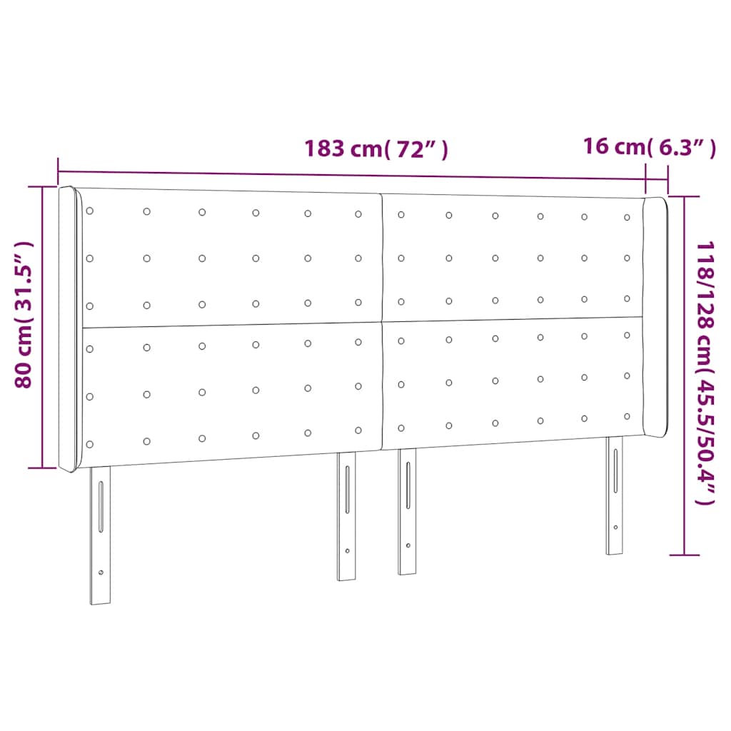 Hoofdbord met randen 183x16x118/128 cm fluweel donkerblauw is nu te koop bij PeponiXL, paradijselijk wonen!