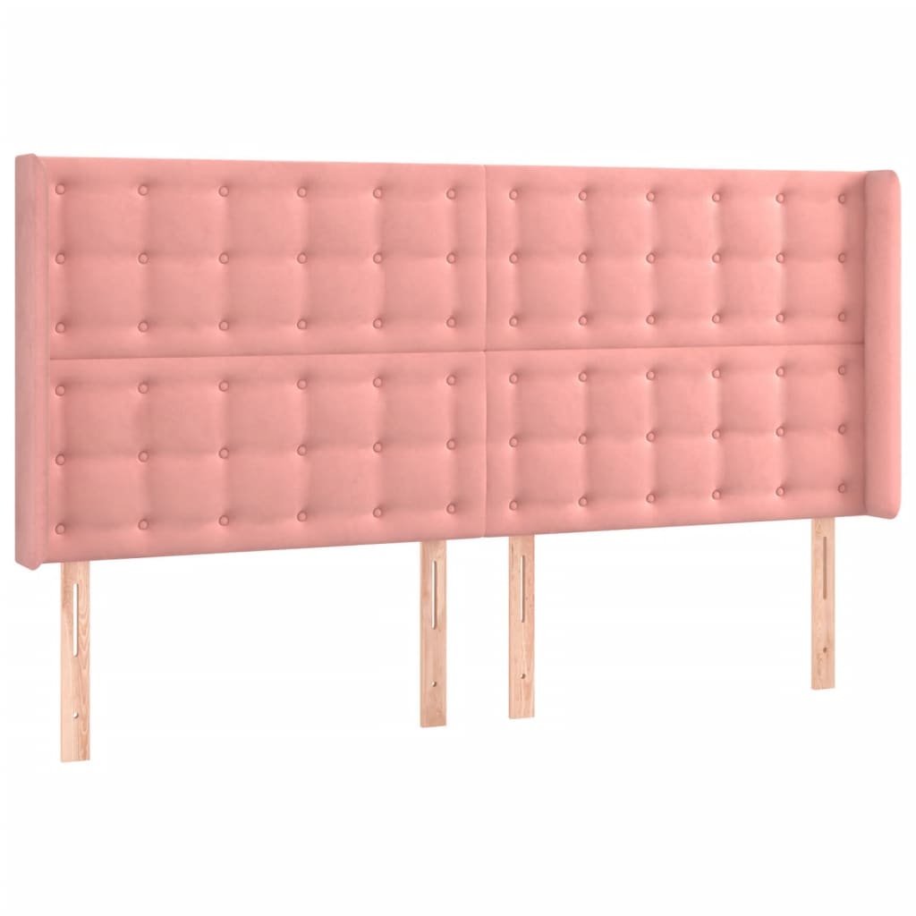 Hoofdbord met randen 183x16x118/128 cm fluweel roze is nu te koop bij PeponiXL, paradijselijk wonen!