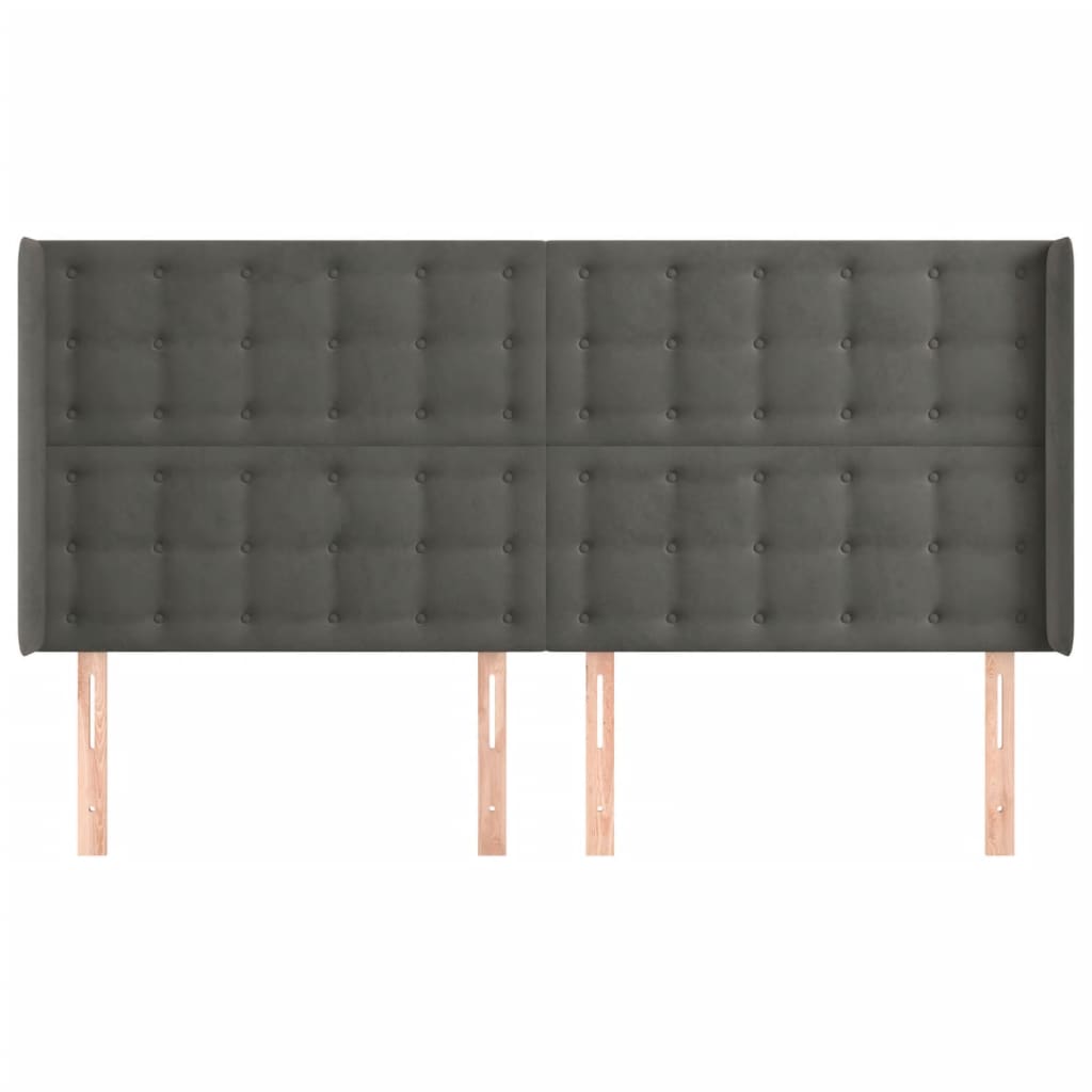 Hoofdbord met randen 203x16x118/128 cm fluweel donkergrijs is nu te koop bij PeponiXL, paradijselijk wonen!