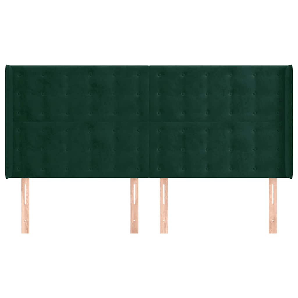 Hoofdbord met randen 203x16x118/128 cm fluweel donkergroen is nu te koop bij PeponiXL, paradijselijk wonen!
