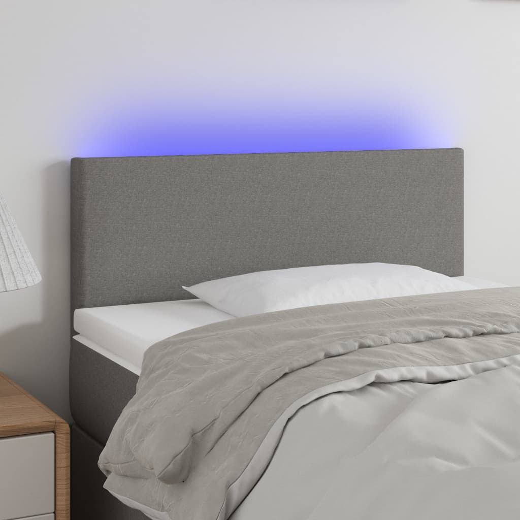 Hoofdbord LED 100x5x78/88 cm stof donkergrijs is nu te koop bij PeponiXL, paradijselijk wonen!