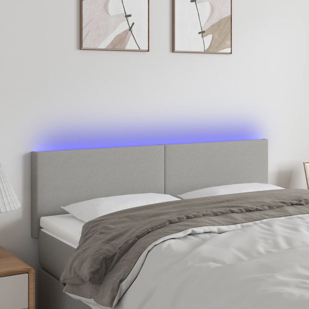 Hoofdbord LED 144x5x78/88 cm stof lichtgrijs is nu te koop bij PeponiXL, paradijselijk wonen!