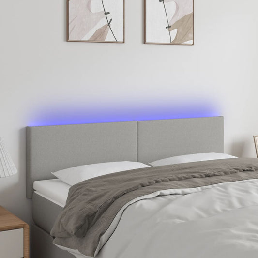 Hoofdbord LED 144x5x78/88 cm stof lichtgrijs is nu te koop bij PeponiXL, paradijselijk wonen!