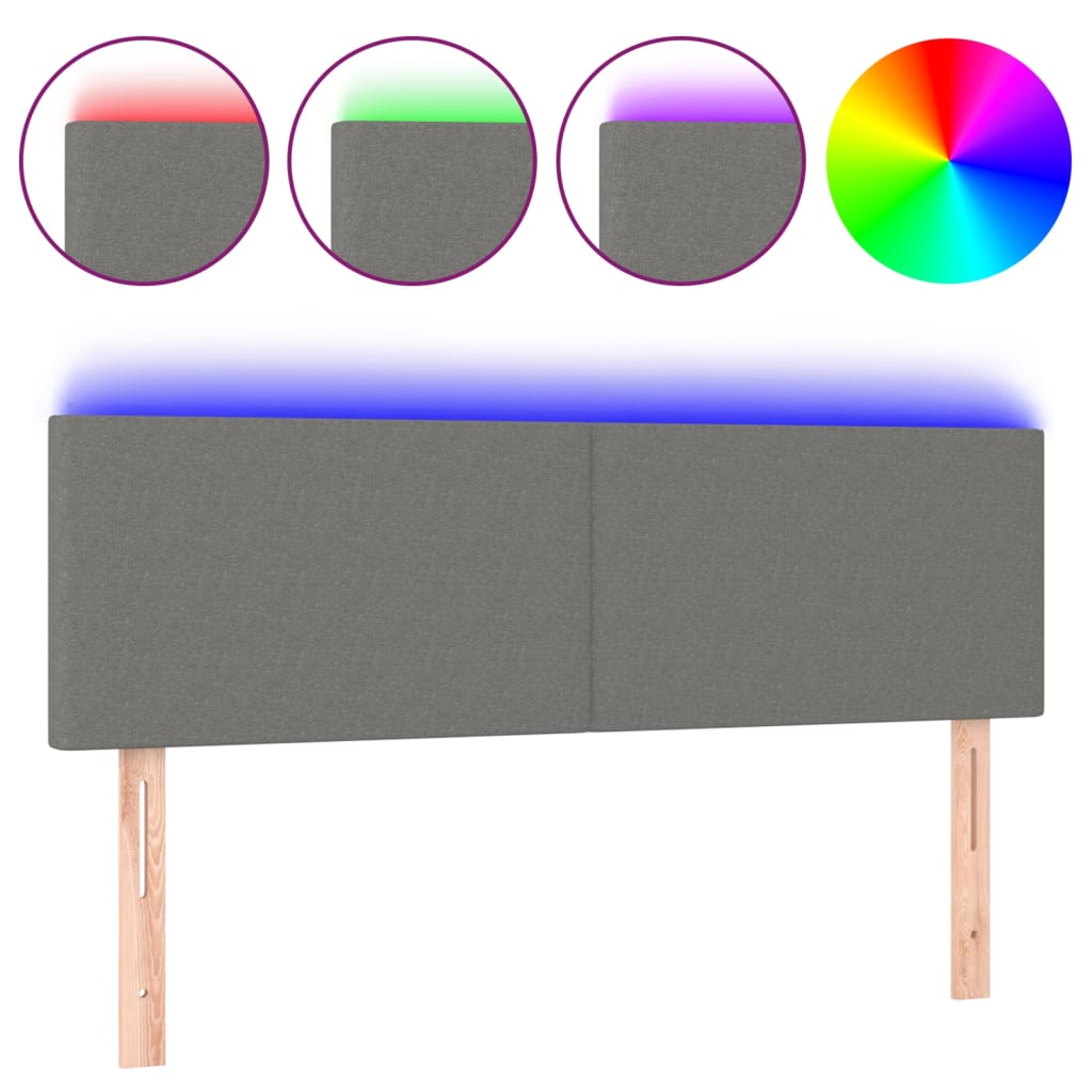 Hoofdbord LED 144x5x78/88 cm stof donkergrijs is nu te koop bij PeponiXL, paradijselijk wonen!