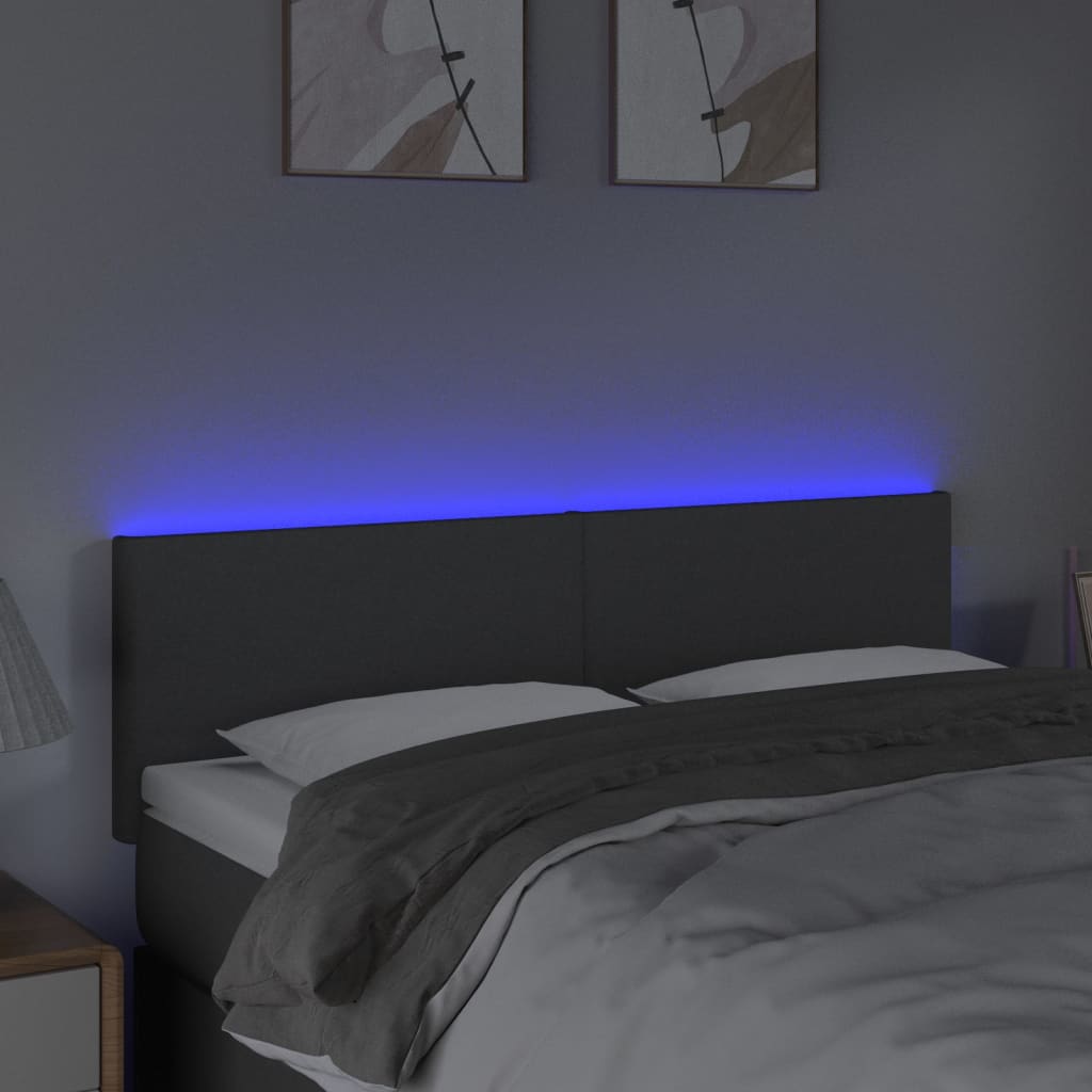 Hoofdbord LED 144x5x78/88 cm stof donkergrijs is nu te koop bij PeponiXL, paradijselijk wonen!