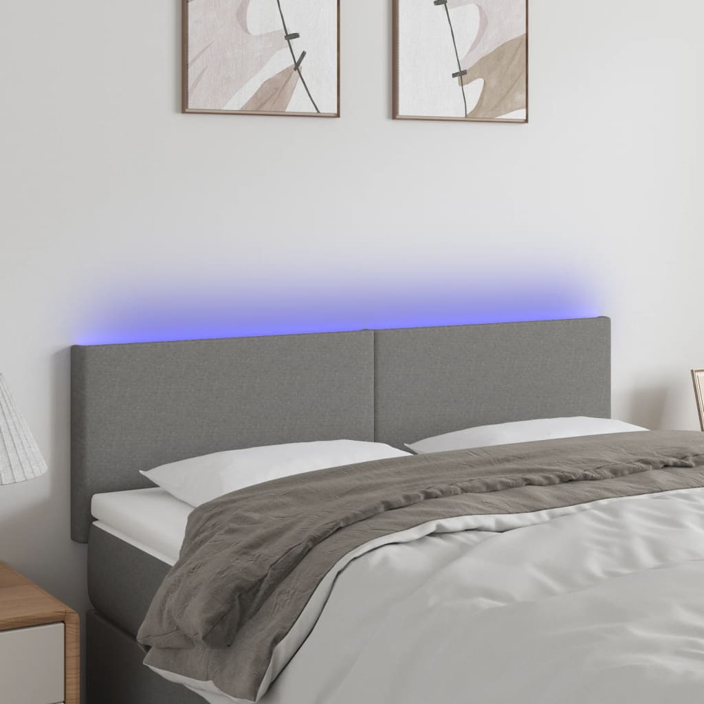 Hoofdbord LED 144x5x78/88 cm stof donkergrijs is nu te koop bij PeponiXL, paradijselijk wonen!