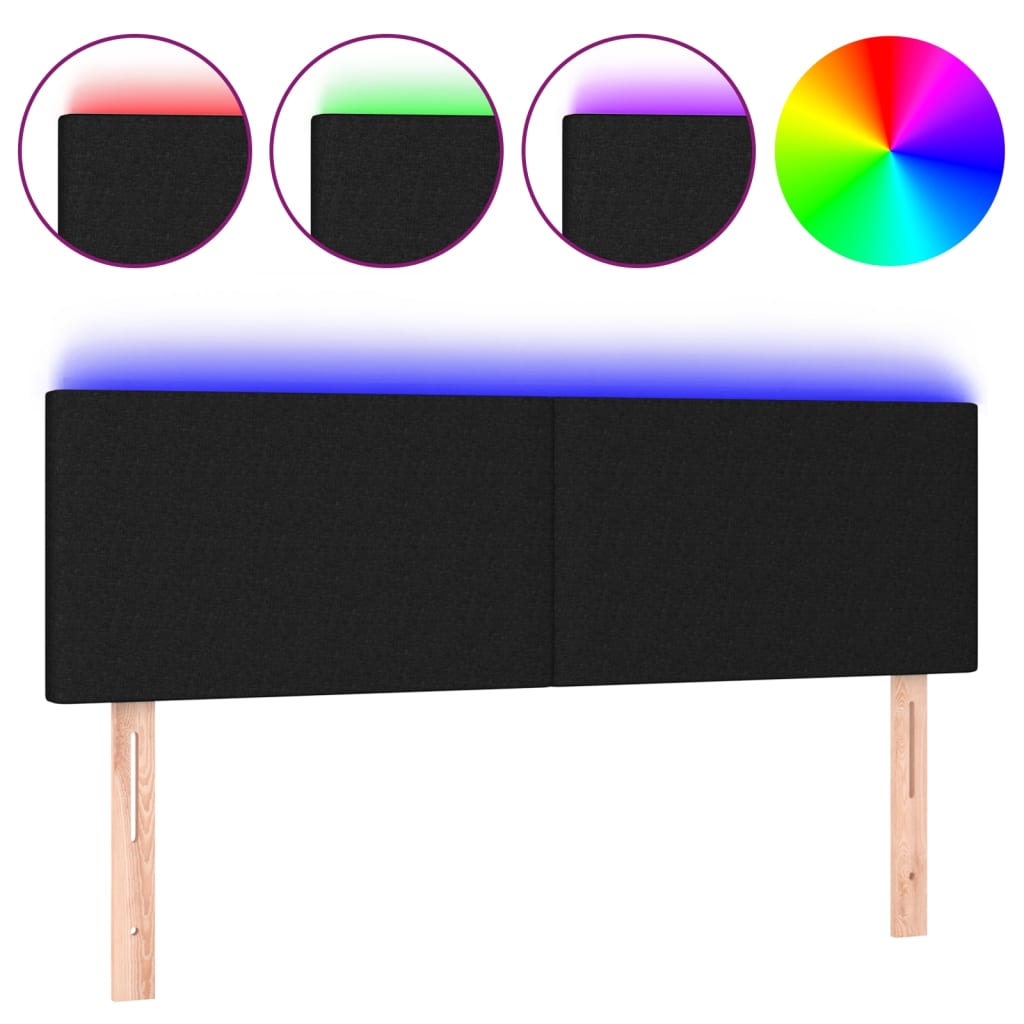Hoofdbord LED 144x5x78/88 cm stof zwart is nu te koop bij PeponiXL, paradijselijk wonen!