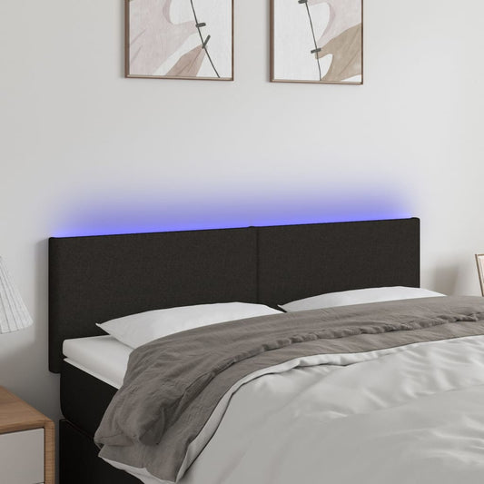Hoofdbord LED 144x5x78/88 cm stof zwart is nu te koop bij PeponiXL, paradijselijk wonen!