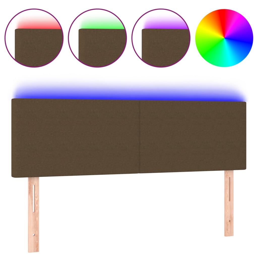 Hoofdbord LED 144x5x78/88 cm stof donkerbruin is nu te koop bij PeponiXL, paradijselijk wonen!