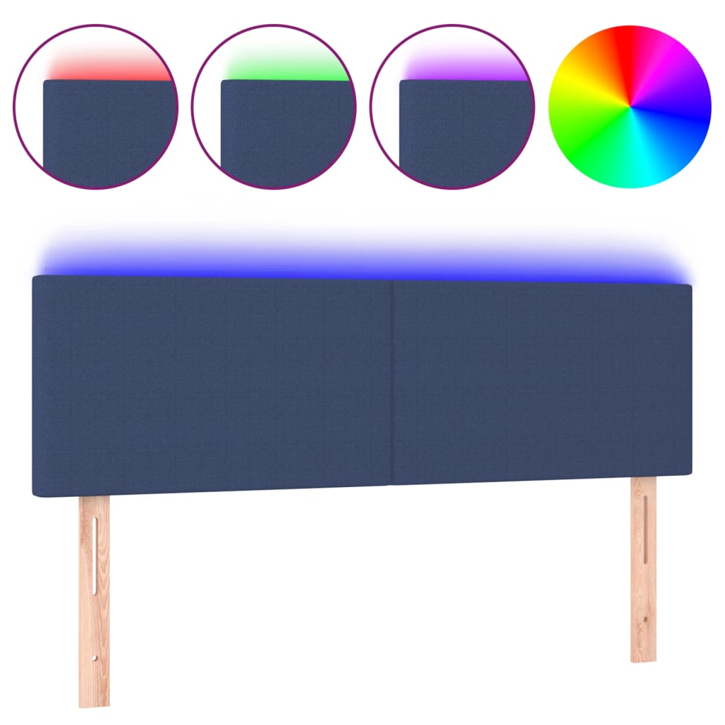 Hoofdbord LED 144x5x78/88 cm stof blauw is nu te koop bij PeponiXL, paradijselijk wonen!