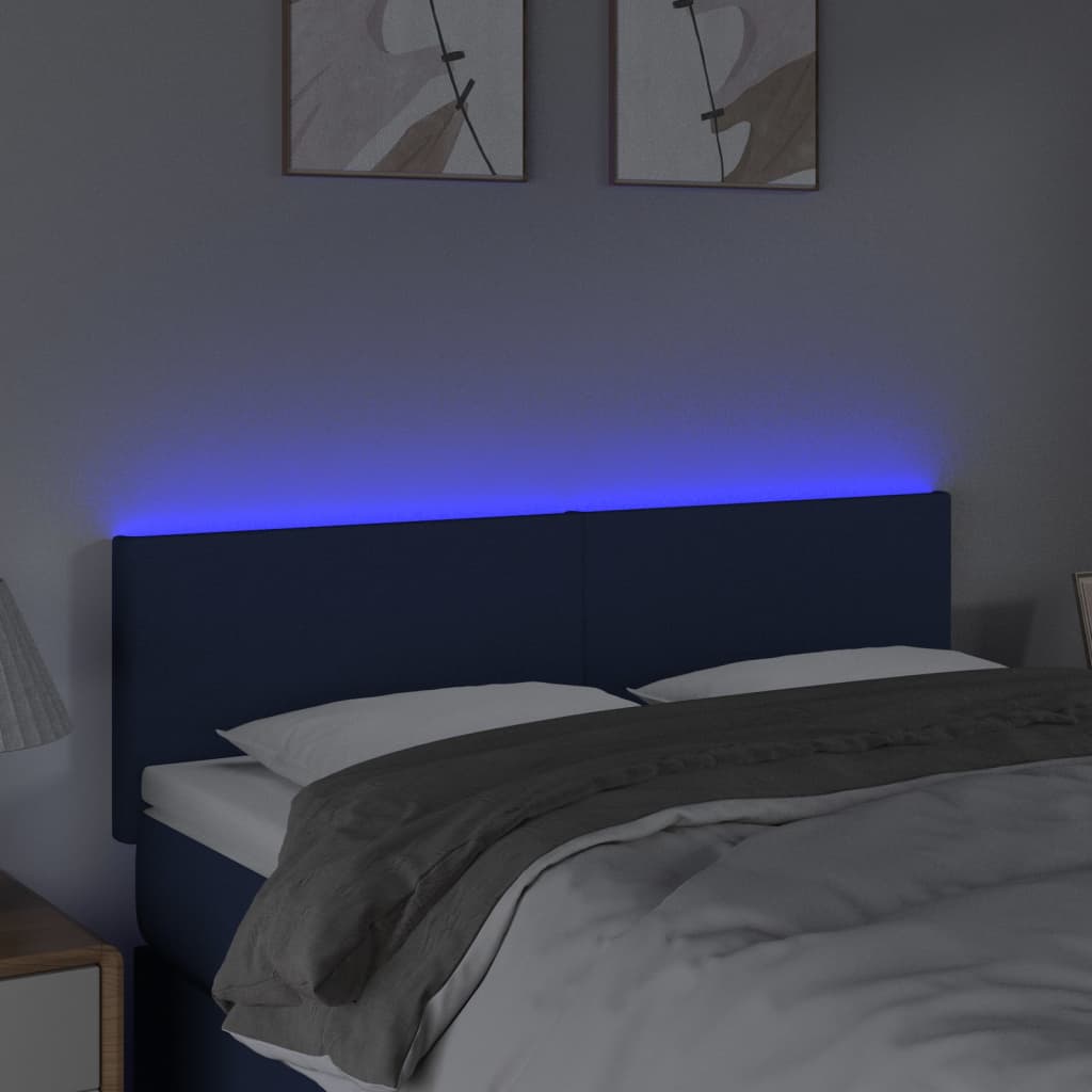 Hoofdbord LED 144x5x78/88 cm stof blauw is nu te koop bij PeponiXL, paradijselijk wonen!